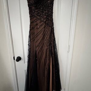Sean Collection Strapless Black and Brown Gown